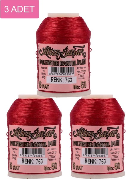 3 Adet Altınbaşak Oya ve Dantel Ipi 20 gr - Royaleks - No: 763