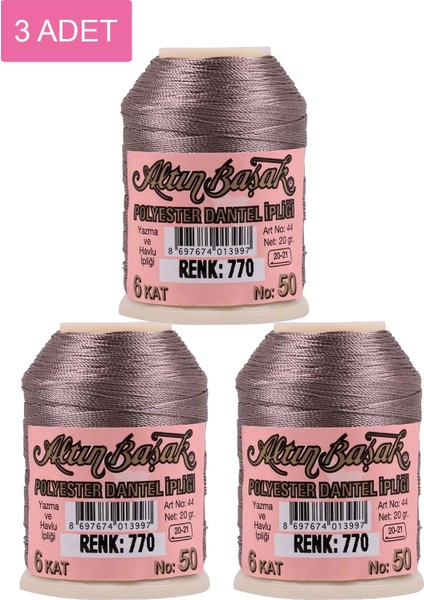 3 Adet Altınbaşak Oya ve Dantel Ipi 20 gr - Royaleks - No: 770