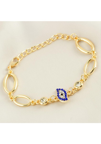 Oval Nazar Taşlı Trend Bileklik