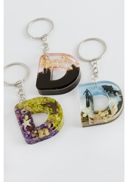 D Harfli Epoksi Anahtarlık