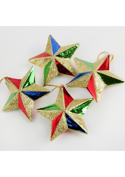 4 Adet Simli Yıldız Yılbaşı Ağaç Süsü 7 cm fiyatları