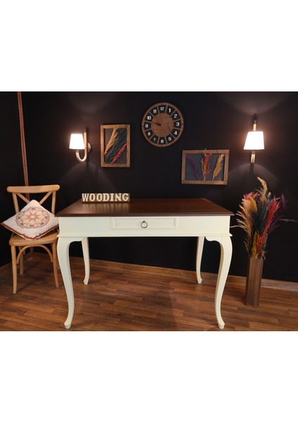 120 cm Çekmeceli Masif Krem Ceviz Çalışma Masası fiyatları