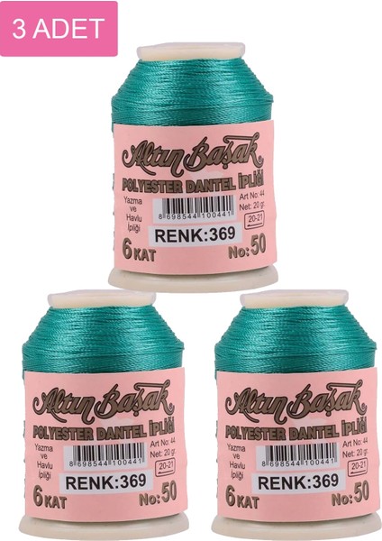 3 Adet Altınbaşak Oya ve Dantel Ipi 20 gr - Royaleks - No: 369