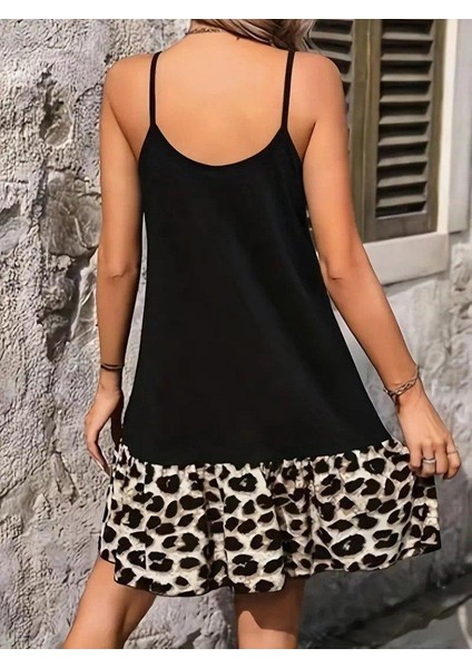 Kadın Ip Detaylı Kısa Elbise Askılı Yuvarlak Yakalı Viskon Etek Süprem Elbise modelleri