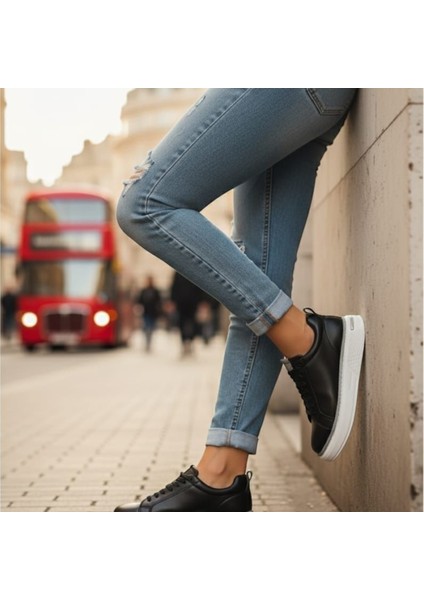 Siyah Simli Sneakers Premium Kadın Ayakkabı modelleri