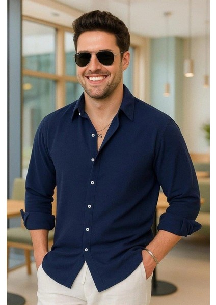 Erkek Uzun Kollu Regular Sofya Keten Gömlek fiyatları