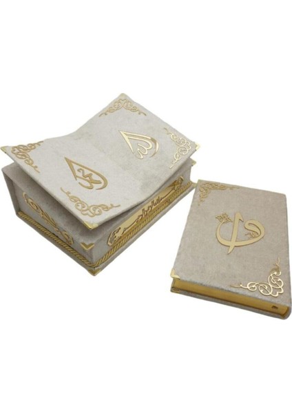 Hediye Kuranı Kerim Seti Rahleli Kadife Kutulu Krem modelleri