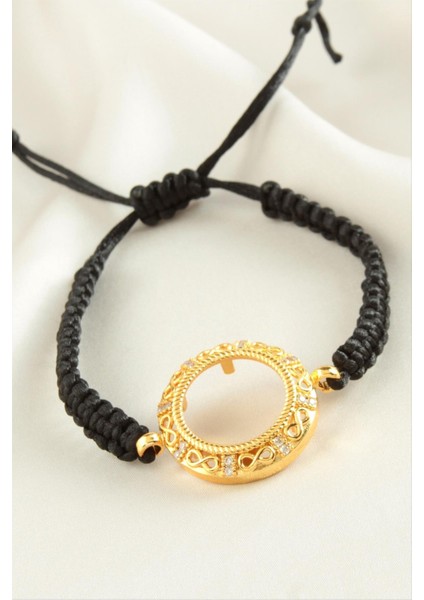 Çeyrek Altın Koyulabilir Makrome Örgülü Bileklik