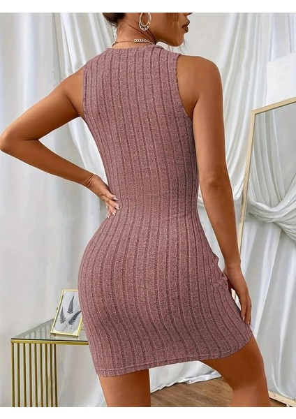 Kadın Askılı Bisiklet Yaka Kalın Fitilli Kaşkorse Mini Elbise fiyatları