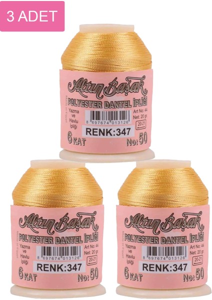 3 Adet Altınbaşak Oya ve Dantel Ipi 20 gr - Royaleks - No: 347