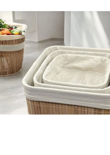 3'lü Set Bambu Düzenleyici Organizer Sepet Kare fiyatları