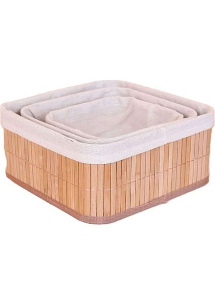 3'lü Set Bambu Düzenleyici Organizer Sepet Kare modelleri