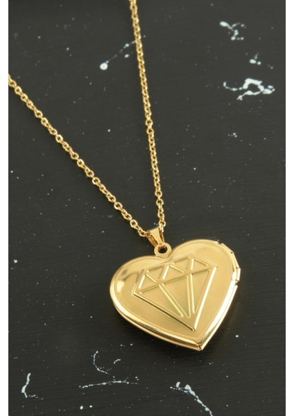 Te Amo (Seni Seviyorum) Yazılı Kalp Kapaklı Çelik Kolye