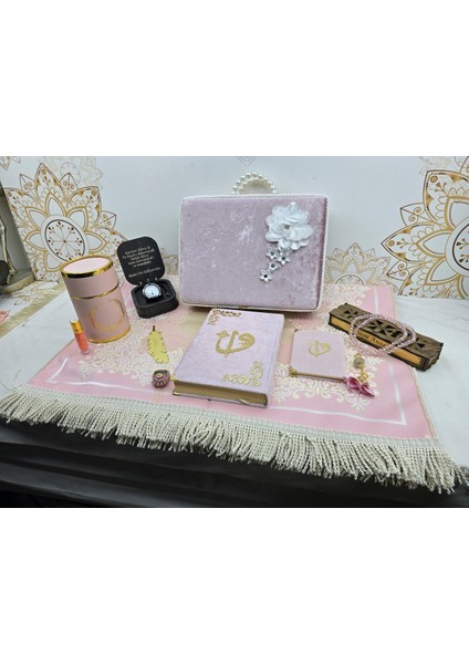 Kişiye Özel Kuranı Kerim Seti Mealli Orta Boy Mealli Kuranı Kerim Seti Pembe Renk fiyatları