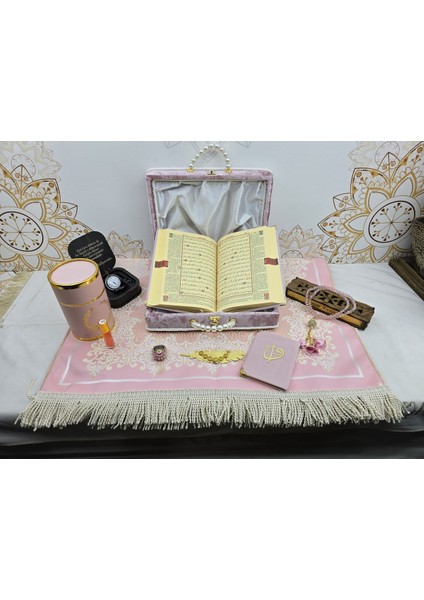 Kişiye Özel Kuranı Kerim Seti Mealli Orta Boy Mealli Kuranı Kerim Seti Pembe Renk fırsatları