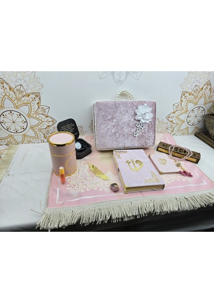 Kişiye Özel Kuranı Kerim Seti Mealli Orta Boy Mealli Kuranı Kerim Seti Pembe Renk indirimleri