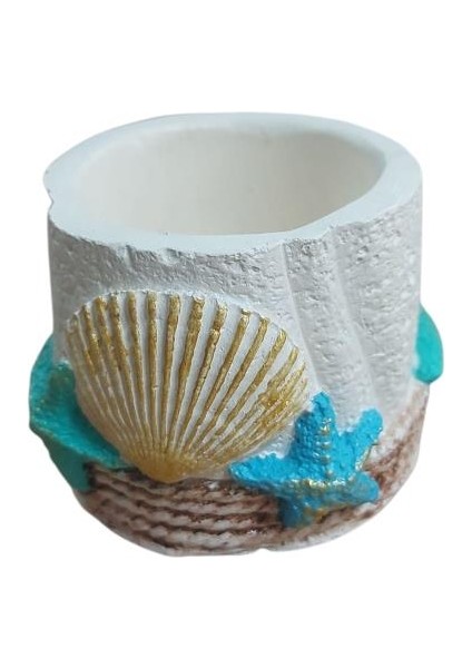 Deniz Kabuklu Renkli Saksı 9x6,5cm