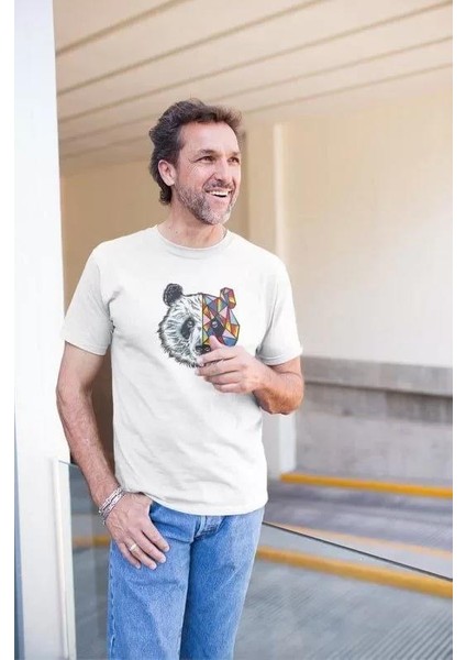 Erkek Bisiklet Yaka Baskılı Oversize T-Shirt - Beyaz