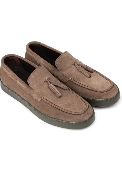 Erkek Hakiki Süet Vizon Renk Püsküllü Loafer Ayakkabı - 01994MVZNC01 fırsatları