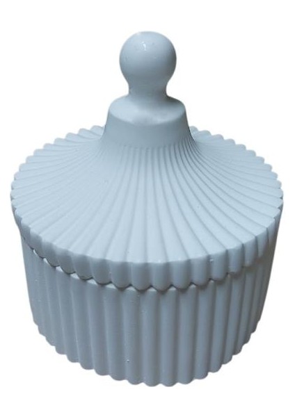 Yuvarlak Çizgili Kapaklı Kutu 8X8CM