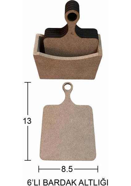 Ahşap Dikdörtgen Bardak Altlığı 13X8,5CM L392