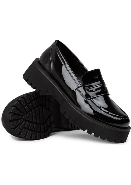 Kadın Siyah Rugan Loafer Ayakkabı - KP004ZSYHE03 modelleri