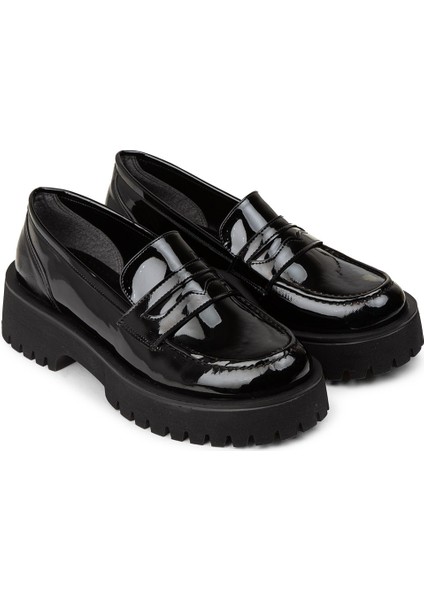 Kadın Siyah Rugan Loafer Ayakkabı - KP004ZSYHE03 fırsatları