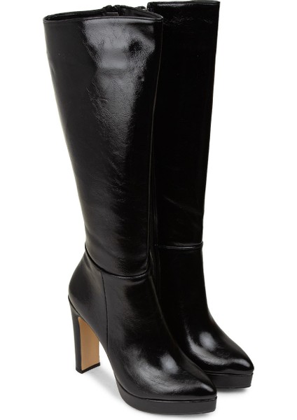 Kadın Siyah Rugan Platform Topuklu Çizme - K0606ZSYHM01 modelleri