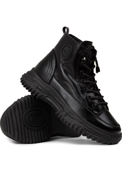 Kadın Siyah Hakiki Deri Sneaker Bot - 25310ZSYHC01 modelleri