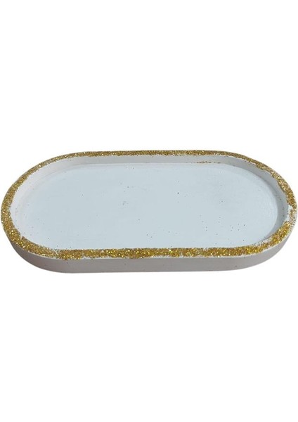 Oval Tabak Altın Simli 18X9,5CM