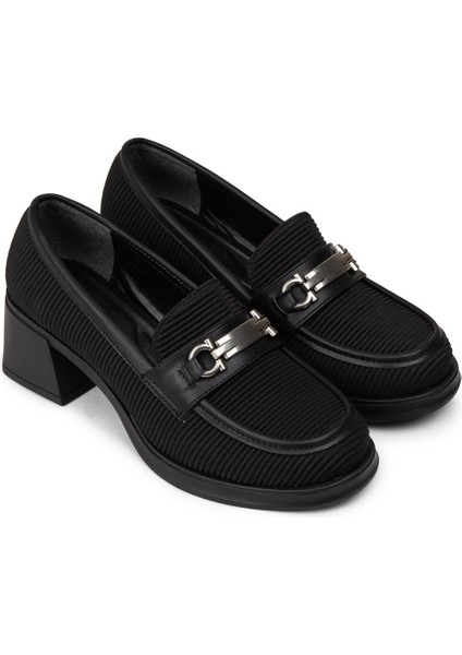 Kadın Siyah Topuklu Loafer Ayakkabı - K1463ZSYHC01 modelleri