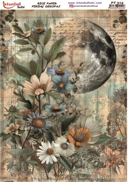 Pirinç Dekopaj Kağıdı 30X42CM PT-514 Yazı Çiçek