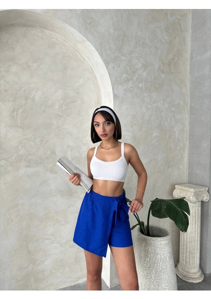 Fiyonklu Şort Etek Saks S255021 indirimleri