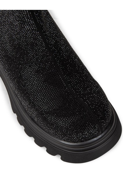 Kadın Siyah Taşlı Fermuarlı Bot - K2056ZSYHC01 fırsatları