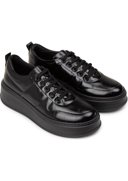 Kadın Vintage Rugan Siyah Sneaker Ayakkabı - CE483ZSYHC01 fırsatları
