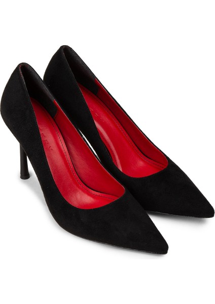 Kadın Siyah Süet Stiletto Topuklu Ayakkabı - P4539ZSYHM03 modelleri