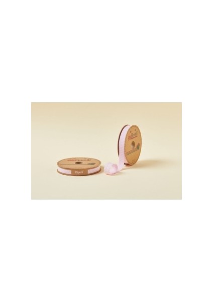Biye Çizgili Katlı C02 Pembe 2 cm 25 Metre %65 Koton %35 Polyester