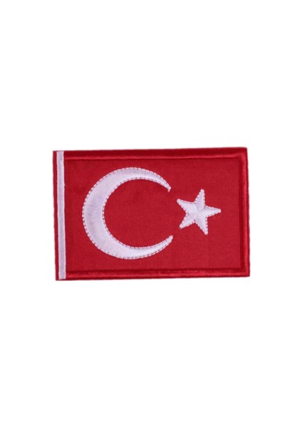Aplike Ütü Ile Yapışan Türk Bayrağı Dikdörtgen Arma 6x4 cm