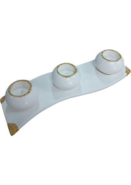 Üçlü Mumluk Altın Simli