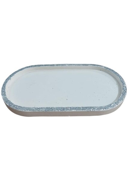 Oval Tabak Gümüş Simli 18X9,5CM