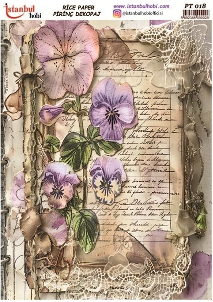 Pirinç Dekopaj Kağıdı 30X42CM PT-018 Mektup Çiçek