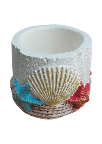 Deniz Kabuklu Renkli Saksı 9x6,5cm