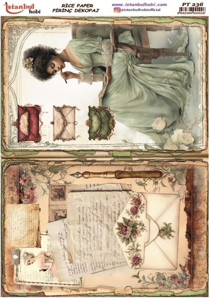 Pirinç Dekopaj Kağıdı 30X42CM PT-236 Mektup Kadın