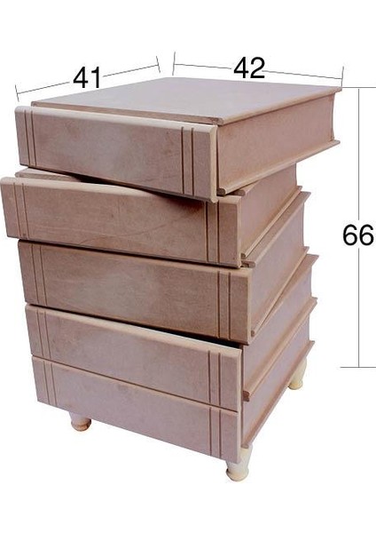 Ahşap Kitap Komodin 42X66CM D15