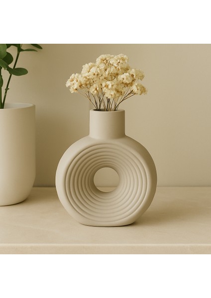 Büyük Yuvarlak Çizgili Vazo 18X16CM indirimleri