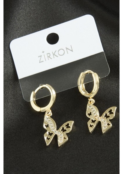 Kelebek Zirkon Taşlı Küpe