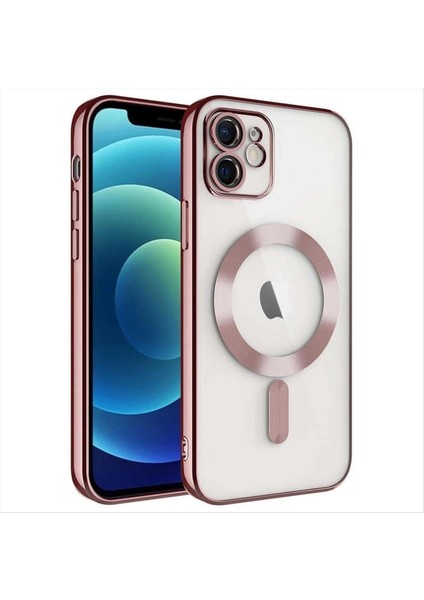 iPhone 12 Lüx Magsaff Lazer Silikon Kılıf (Kamera Korumalı)