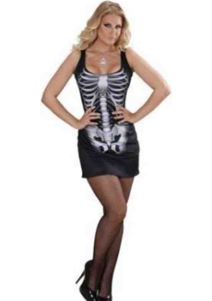 Yetişkin Bayan Iskelet Kostüm ( L Beden)