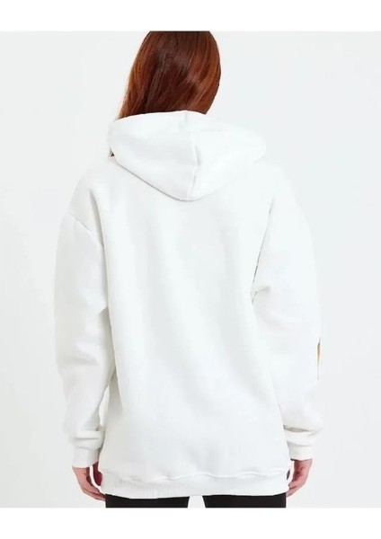 Baskılı Kapüşonlu Sweatshirt - Beyaz fırsatları