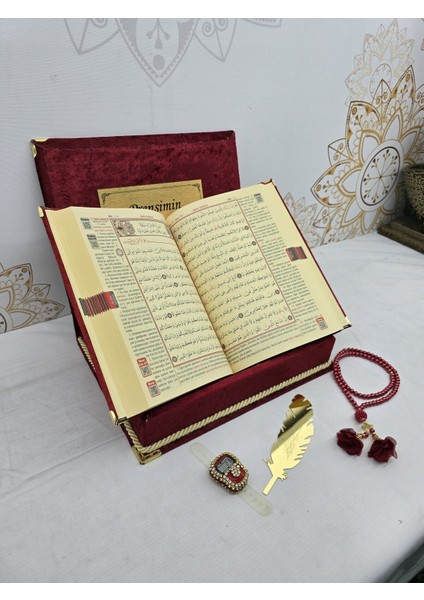 Kişiye Özel Kuranı Kerim Seti Kırmızı Set Mealli Kuranı Kerim fiyatları